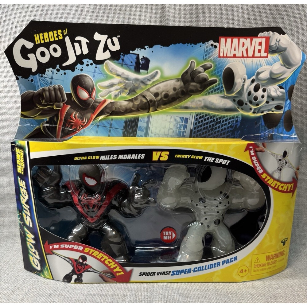NIP Heroes of Goo Jit Zu Marvel Glow Surge Spider-Verse Super Collider Pack
